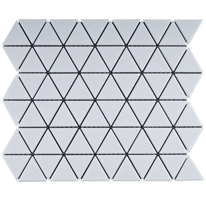 TPMG-25 1.5x1.5 Triangle White Porcelain Mosaic Tile Backsplash (SATIN)